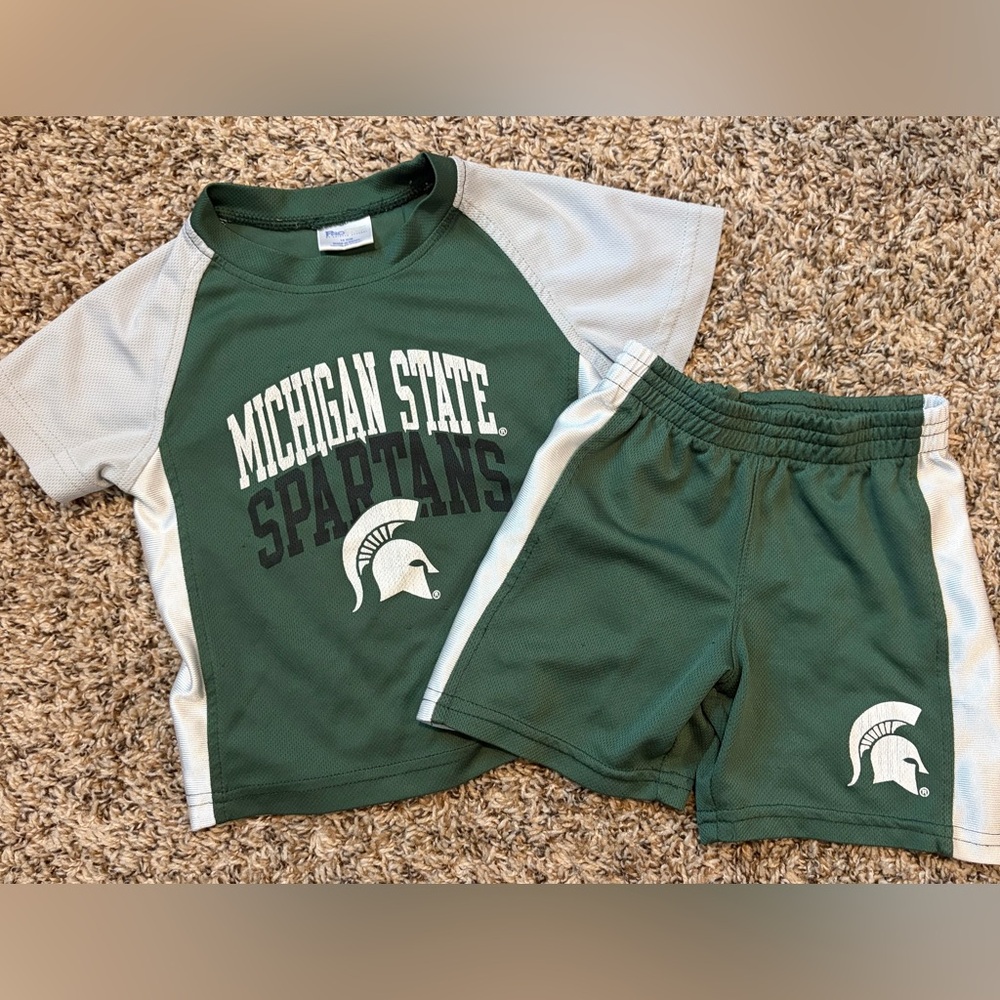 Michigan State Spartans Matching Set Outfit 18M Green T-Shirt Shorts